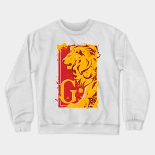Lion in Profile and the Letter G - Red Backdrop - Fantasy Crewneck Sweatshirt